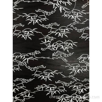White Bamboo Pattern Design Chiffon Embroider Fabric